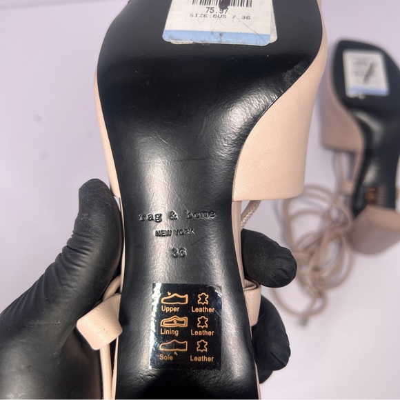 Rag & Bone Emma Leather Tie Heel Sandal In Shasow Pink Size 36 (US 5.5) New - Picture 10 of 10